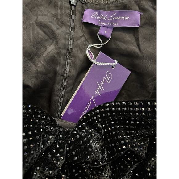 Ralph Lauren Collection Embellished Cocktail Dress 6 S Velvet Crystals Midi $6K - Picture 7 of 9